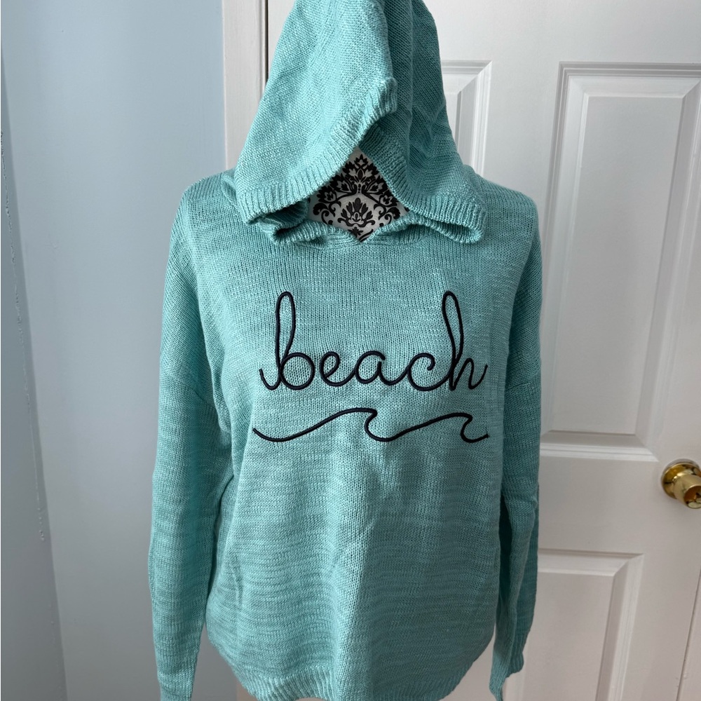 Light Teal 'Beach' Hoodie Sweater